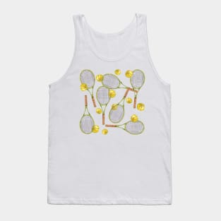 pattern with tennis rackets with tennis balls. color pencil Tank Top